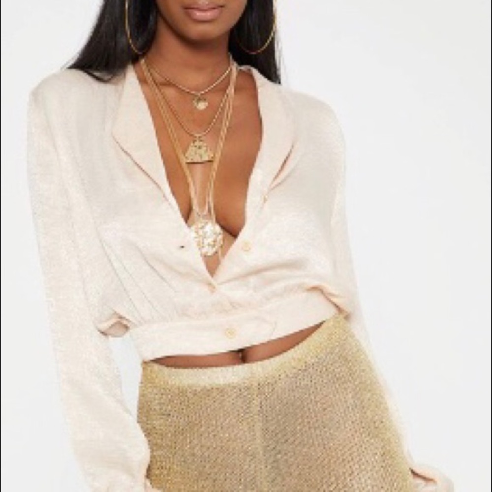 Cropped satin top